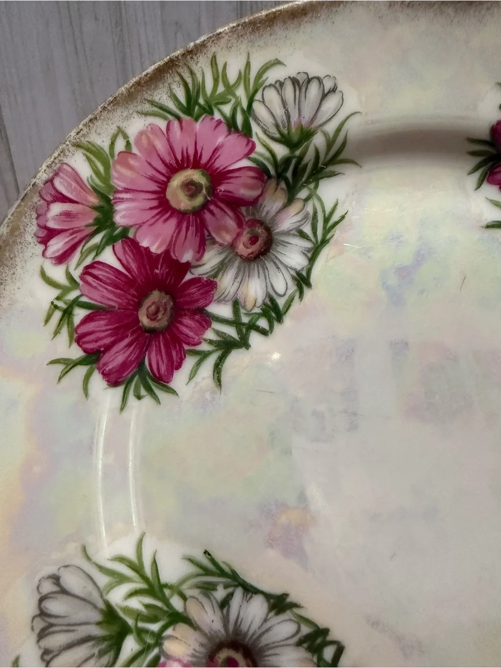Vintage UCAGCO October Cosmos Flower of Month 7.5” Lusterware Plate Japan